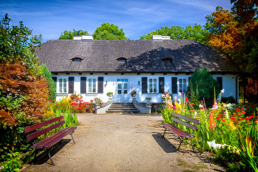 Hluboka nad vltavou, Czech Republic – November 24, 2019: Romantic white chateau Hluboka nad Vltavou