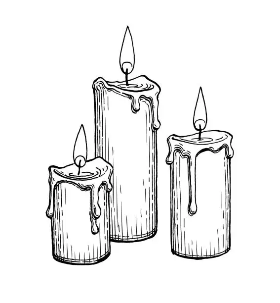 Vector illustration of Ink sketch of burning candles