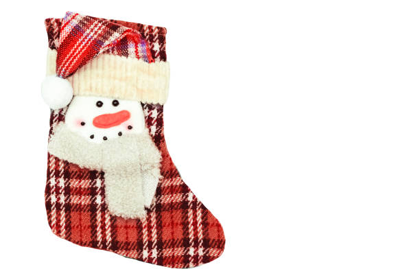 istock Christmas stocking decorated with a snowman, isolated 1280768081