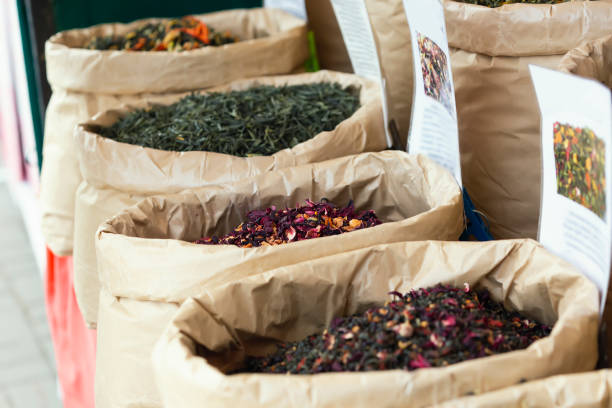 istock Dry tea leaves, various types of flower teas, herbal teas 1280768620