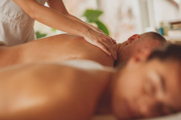 istock Unrecognizable man receiving a relaxing back massage 1280770244