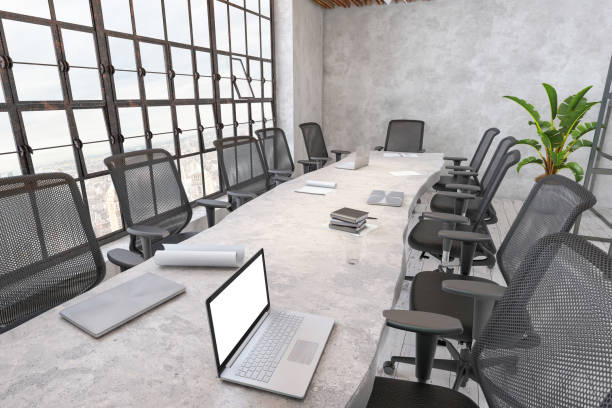 istock Modern conference room interior with large desk 1280770257