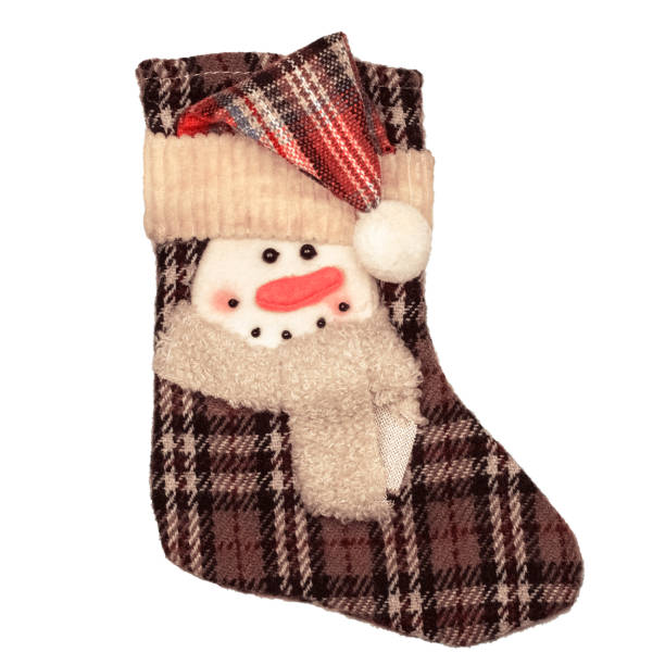 istock Christmas stocking decorated with a snowman, isolated 1280771403