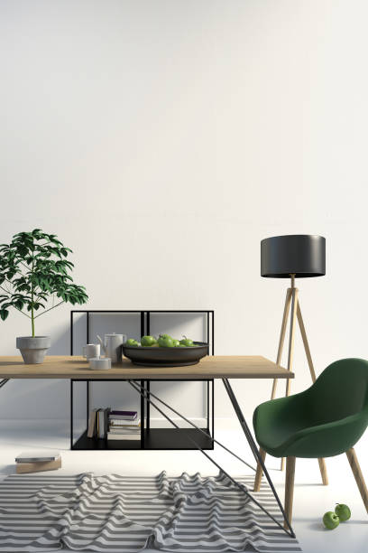 istock Iinterior design in contemporary style. Mock up wall. 3D illustration. 1280772298