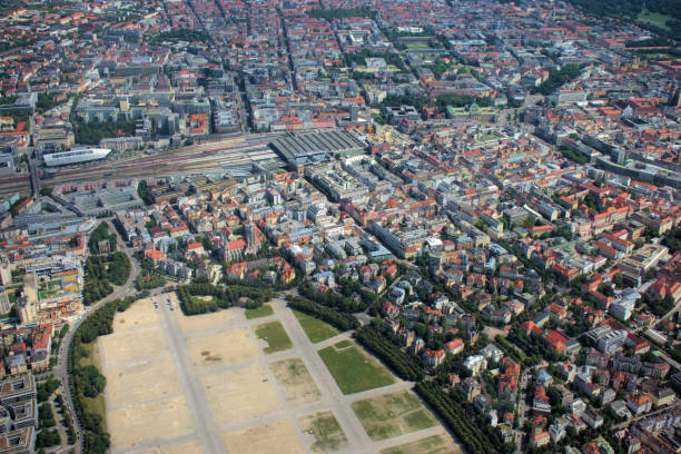 istock Train station in Munich seen from a small plane 5.7.2020 1280779912