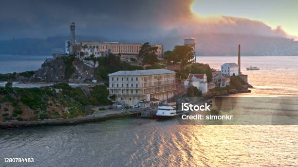 Aerial Alcatraz Island Offshore From San Francisco Ca Stock Photo Stock Photo - Download Image Now
