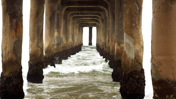 istock A gloomy day at Manhattan Beach pier with columns and waves 1280788548
