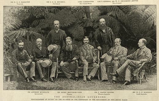 Vintage photograph of the Governors of Australia, 1888, 19th Century