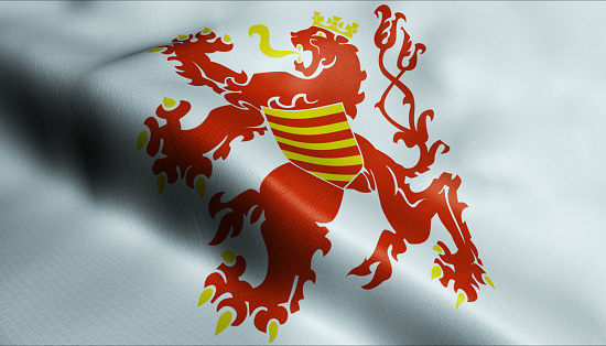 3D Illustration of a waving Belgium Province. flag of Limburg (Belgium country)