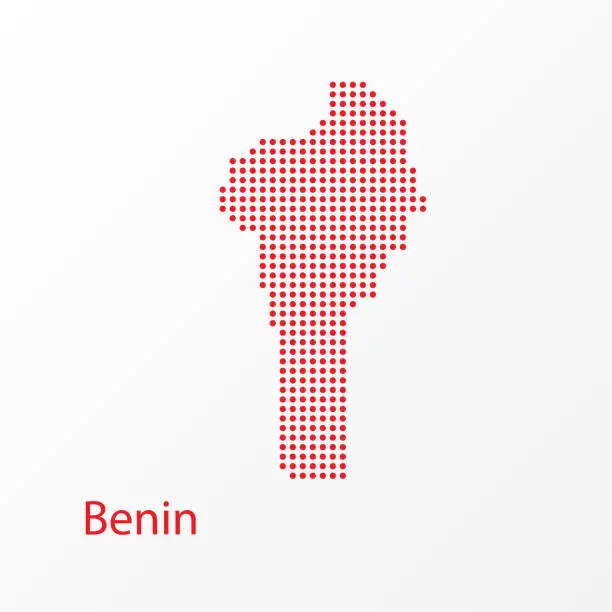 Vector illustration of Dots Benin Vector Geographical Map