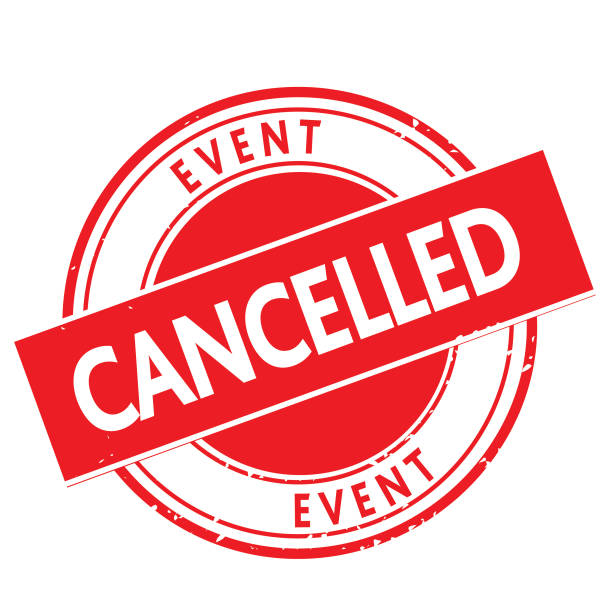 Postponed event cancelled stamp design Vector illustration cancelled event Round stamp design. Easy to edit. Royalty free stamp design. Includes vector eps and jpg in download. cancellation stock illustrations