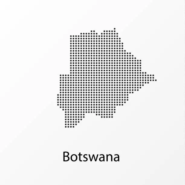 Vector illustration of Dots Botswana Vector Geographical Map