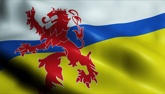 3D Illustration of a waving Netherlands Province flag of Limburg (Netherlands country)