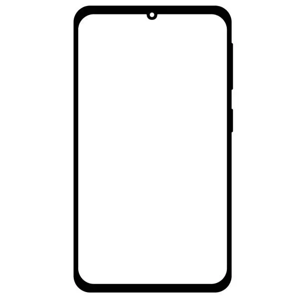 Vector illustration of New version of slim smartphone similar to iphone with blank white and transparent screen. Realistic pixel perfect vector illustration.