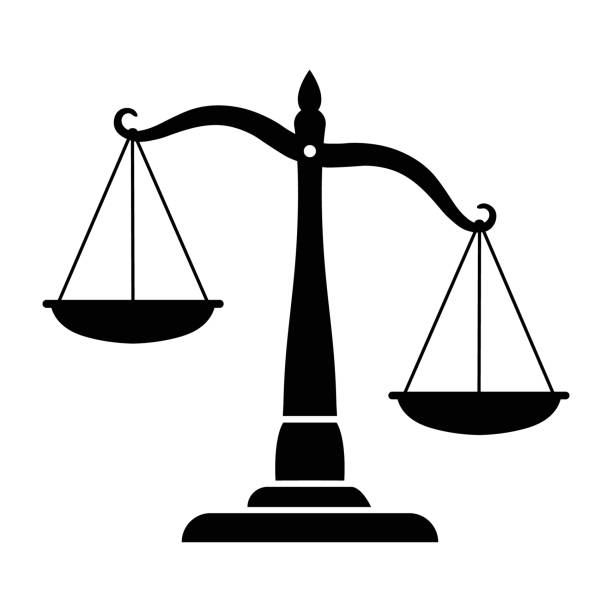 Balance scale of justice Icon out of balance Balance scale of justice Icon out of balance In Flat Style Vector For App, UI, Websites. Black Icon Vector Illustration equal arm balance stock illustrations