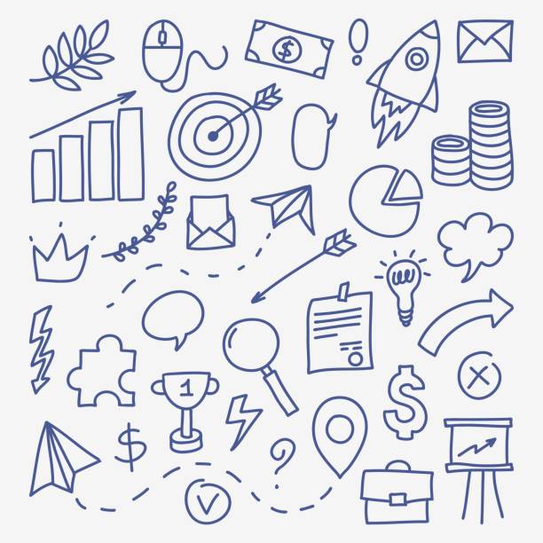 istock Business doodle set. Hand drawn finance vector signs. Money dollar success concept 1280814624