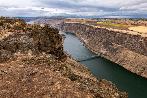 Lake Billy Chinook is a reservoir in Jefferson County in Oregon created by the Round Butte Dam.  It lies in a canyon at the confluence of the Crooked, Deschutes and Metolius rivers near the towns of Culver and Madras.