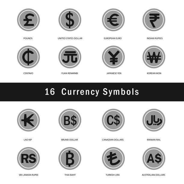 kumpulan ikon mata uang - brunei money ilustrasi stok