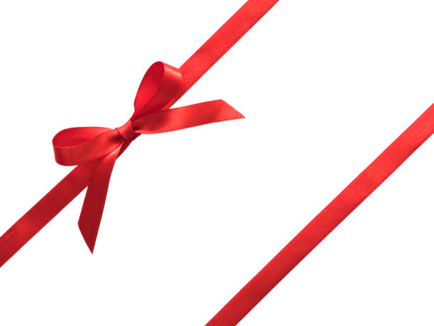 istock Red ribbon bow isolated on white background 1280835730