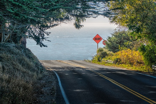 Road Dead End into ocean cliff - DANGER