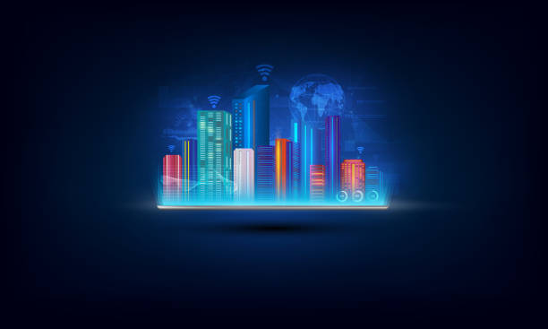 istock digital tablet with Smart city with smart and icons, networks internet of things. 1280842736