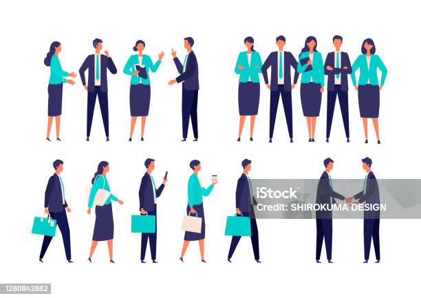 Different Gestured Businessman In Suits Stock Illustration - Download Image Now - People, Illustration, Business