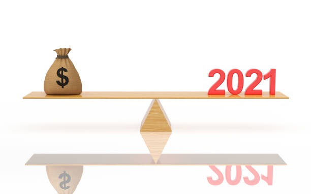 istock New Year 2021 Creative Design Concept with dollar - 3D Rendered Image 1280846494