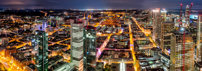 A bird's-eye view of the skyline of Frankfurt am Main