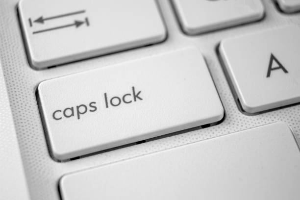 istock Caps Lock key on laptop close up. International Caps Lock Day 1280849308