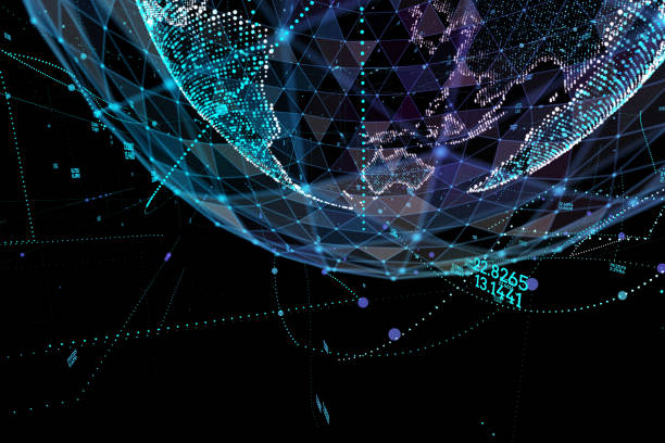 istock Point, line, surface composed of circular graphics, Global network connection,international meaning. 3d illustration. 1280859507