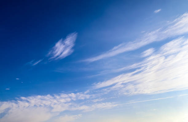istock Stunning cirrus cloud formation panorama in a deep blue sky 1280866796