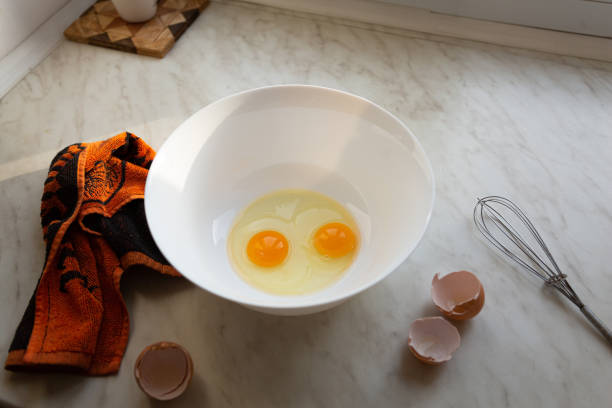 istock Raw eggs in a bowl for making an omelet or dough 1280867962