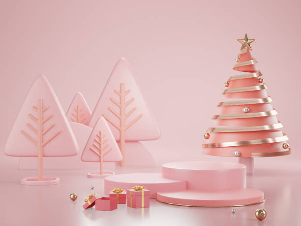 istock Minimalist Geometric shape scene. 3d rendering. Christmas Themes. 1280870969