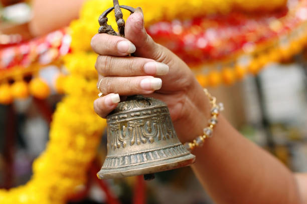 istock Bell ringing to worship Goddess Uma Devi Temple Silom Rd., Bangkok, Thailand 1280871667