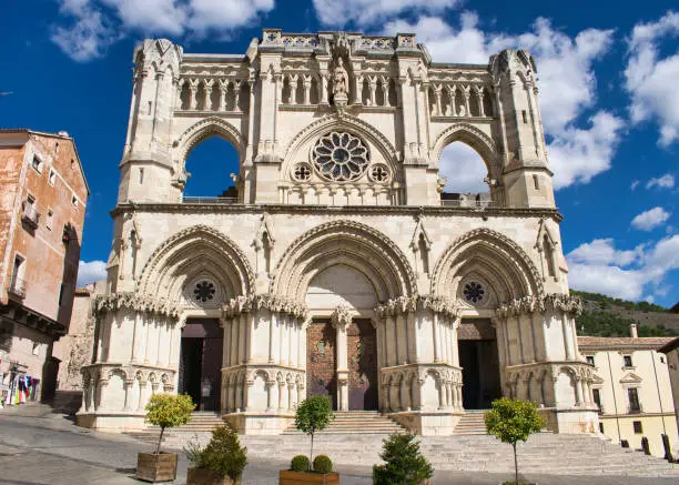 Main façade of the Gothic Cathedral of Cuenca