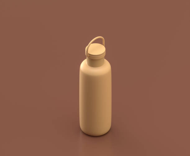 istock A metal canister on the brown background, monochrome single flat colors, 3d rendering, camping equipments 1280874977