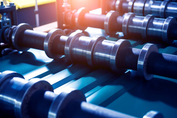 istock Metal sheet forming machine at the modern metalwork factory. 1280875352