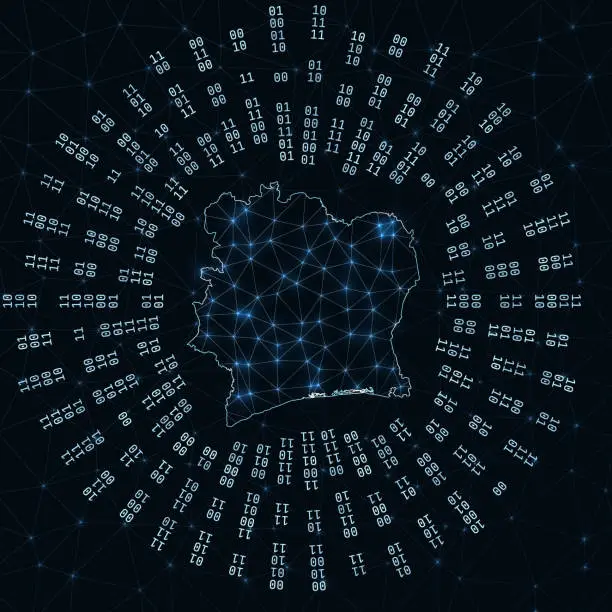 Vector illustration of Ivory Coast digital map.