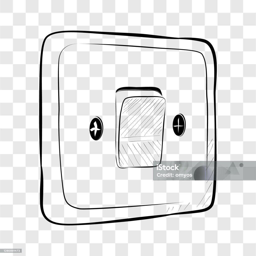 Vector Doodle Hand Draw Sketch On Off Electricty Switch Stock ...