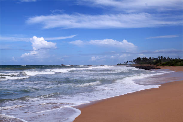 istock Tropical beach and wavy sea 1280882590