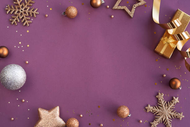 istock Christmas frame of golden ornaments 1280882840