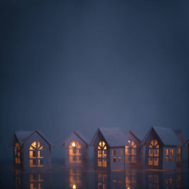 Glowing houses Christmas card