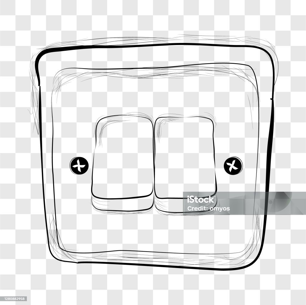 Vector Doodle Hand Draw Sketch On Off Electricty Switch Stock ...