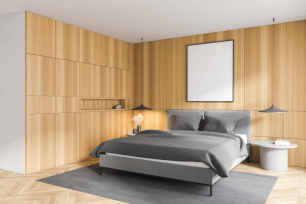 istock Wooden master bedroom corner with poster 1280886548