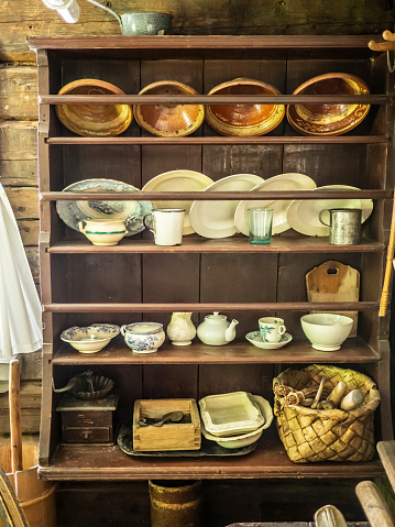 Plates, mugs, basket, pots. This belonged to the famous Finnish writer Aleksis Kivi.