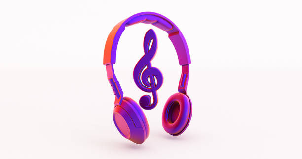 istock Headphones and notes - concept of a music . 3D render 1280890532