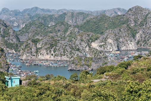 Floating Village on Ha Long Bay, Cat Ba Island, Vietnam, descending dragon bay Asia