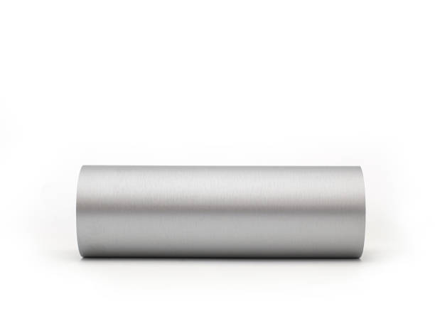 Close up of aluminium cylinder on white background Close up of aluminium cylinder on white background pipe tube stock pictures, royalty-free photos & images
