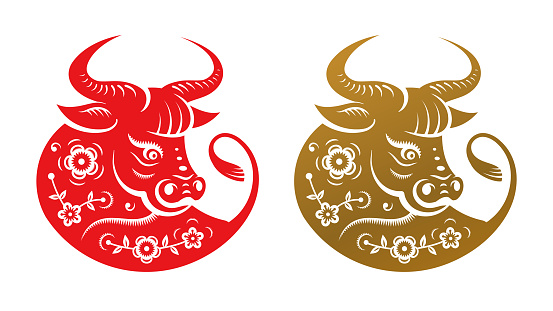 Golden Metal Ox Zodiac Sign Head With Flowers Isolated Icons Vector Cny  Chinese New Year Symbol Taurus Horoscope Zodiac Sign Bull Animal Portrait  And Blossoms With Leaves Horned Buffalo Stock Illustration -