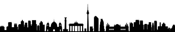 berliner stadtsilhouette mit türmen - stockvektor - spree stock-grafiken, -clipart, -cartoons und -symbole
